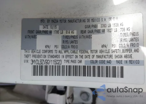 2016 Scion Ia from USA, damaged, VIN 3MYDLBZV9GY115023